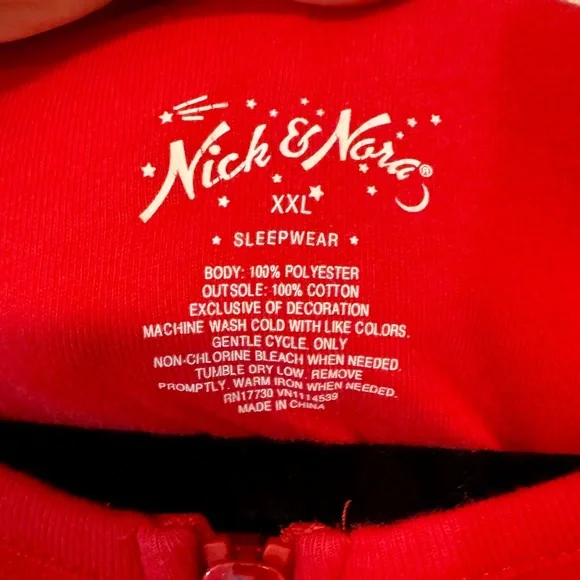 Nick & Nora | Sock Monkey One Piece Footie Pajamas, Red, Size XXL - EUC - Picture 5 of 5